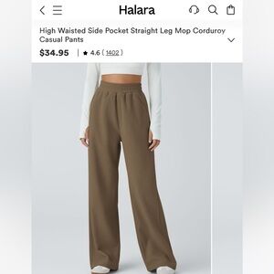 NWT HALARA Brown Corduroy Wide-Leg Pants